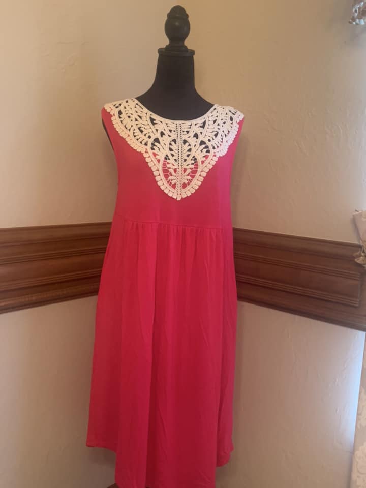 Crochet Pink Summer Sleeveless Dress