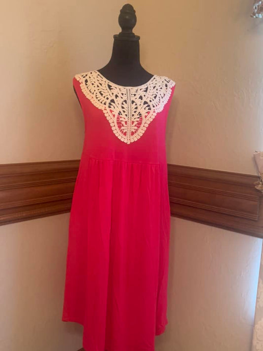 Crochet Pink Summer Sleeveless Dress