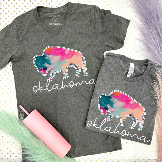 Oklahoma Painted Abstract Buffalo Graphic Tee